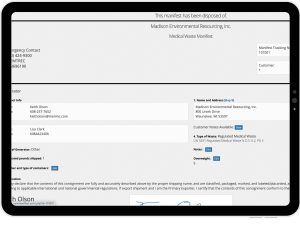 Electronic manifest on tablet