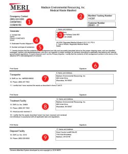 Sample of medical waste manifest